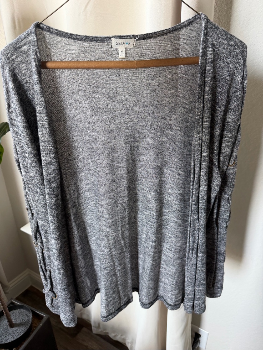 Self e Gray Marled Open Front Cardigan size Medium